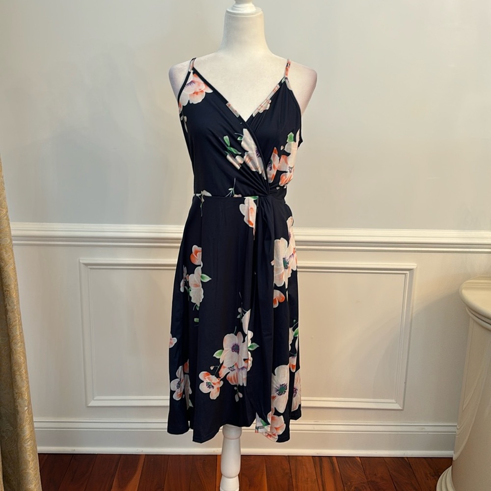 NWT Kilig Blue Floral Print Sun Dress Size Medium